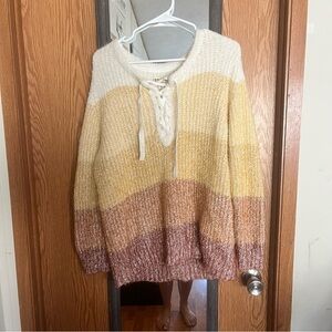Idyllwind V-Neck Sweater - Cream, Yellow, Brown
